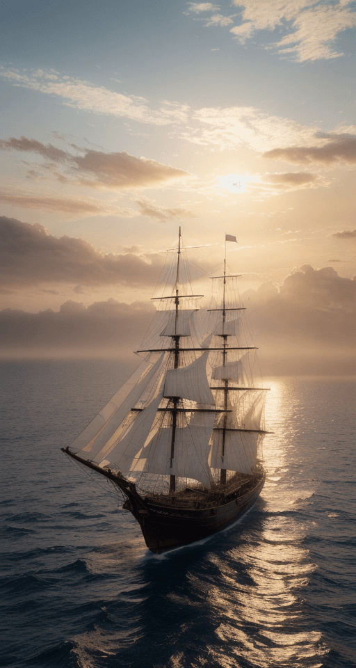AI generated: Photo of a ultra realistic sailing ship, dramatic light, pale sunrise, cinematic lighting, battered,...