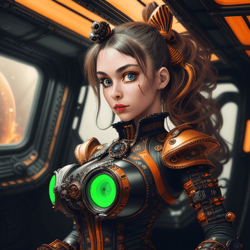 AI generated: hyperdetailed steampunk spaceship interior, cinematic shot, upper body, centered, 100mm lens, perfec...