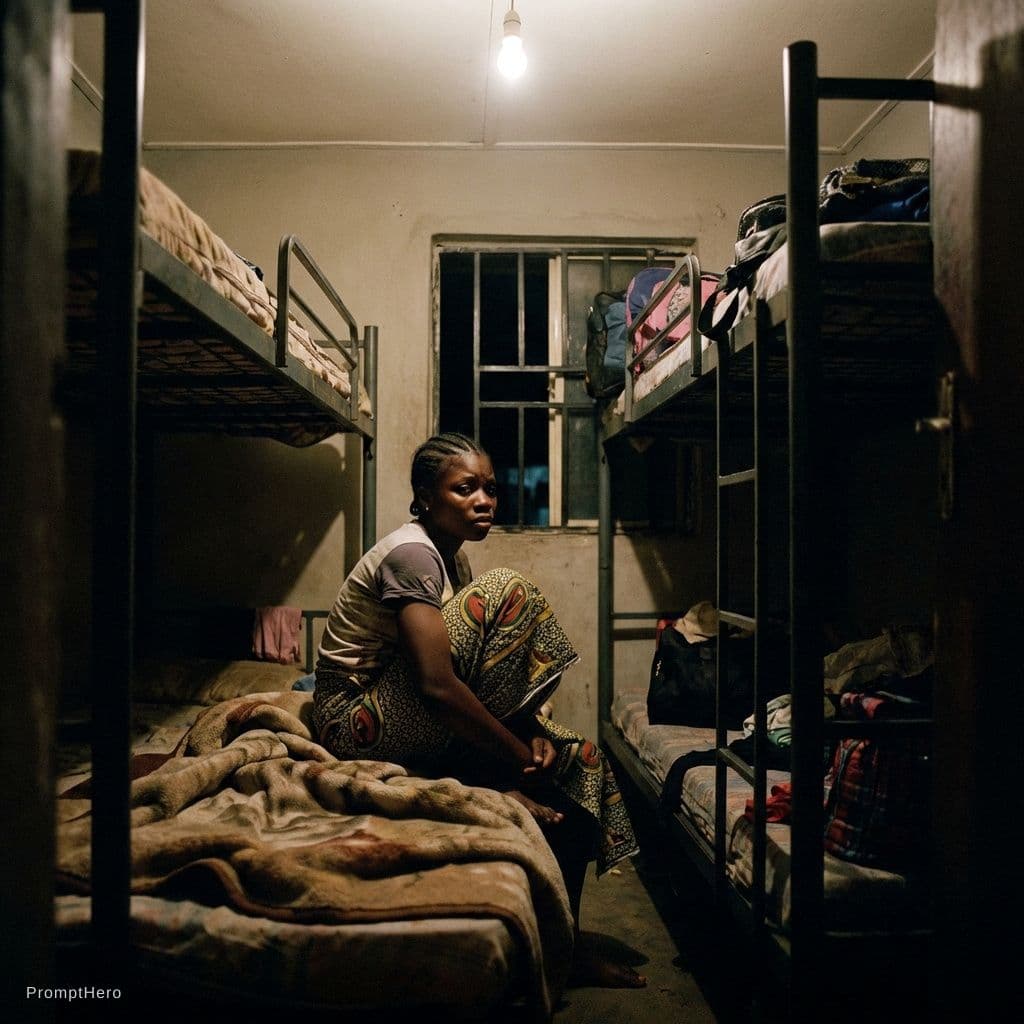 AI generated: Prompt:
“A young Nigerian girl sitting on a hostel bed looking scared and uncomfortable, dim lightin...