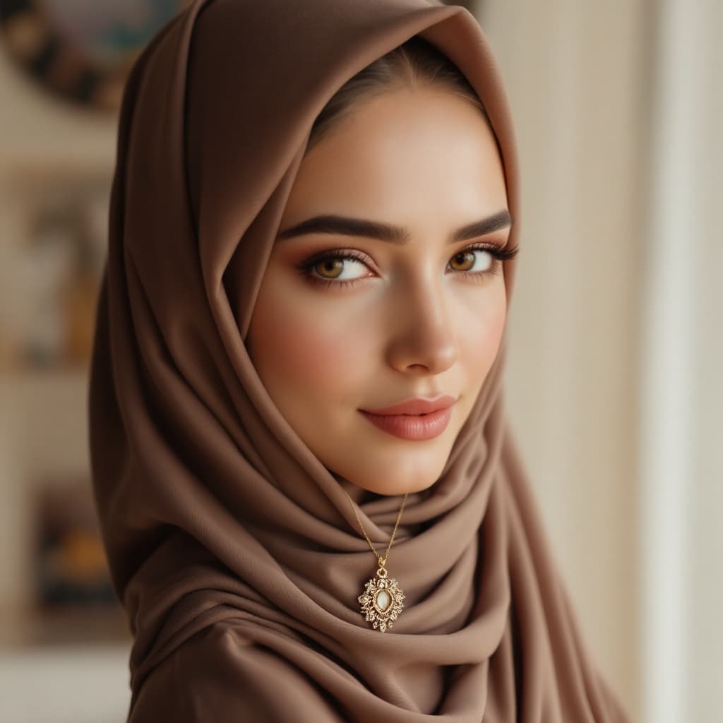 AI generated: A women Dubai muslim women dress big size chest 
