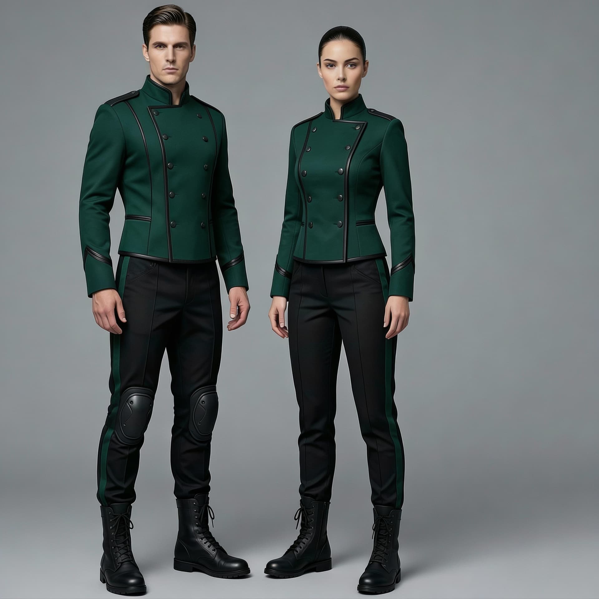 AI generated: Create a Sci-Fi uniform. Use the reference image and turn all red to green. The color of the uniform...