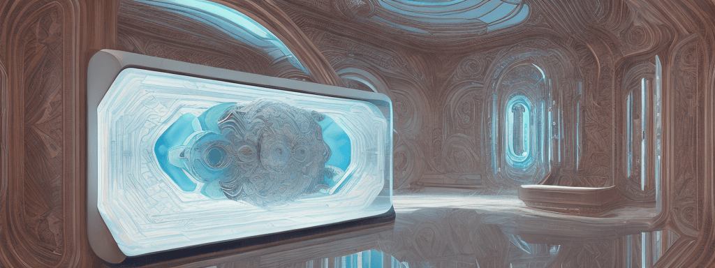 AI generated: a 3d detailed painting inspired by moebius of a 4d mirror cabinet. inspired by technology. science f...