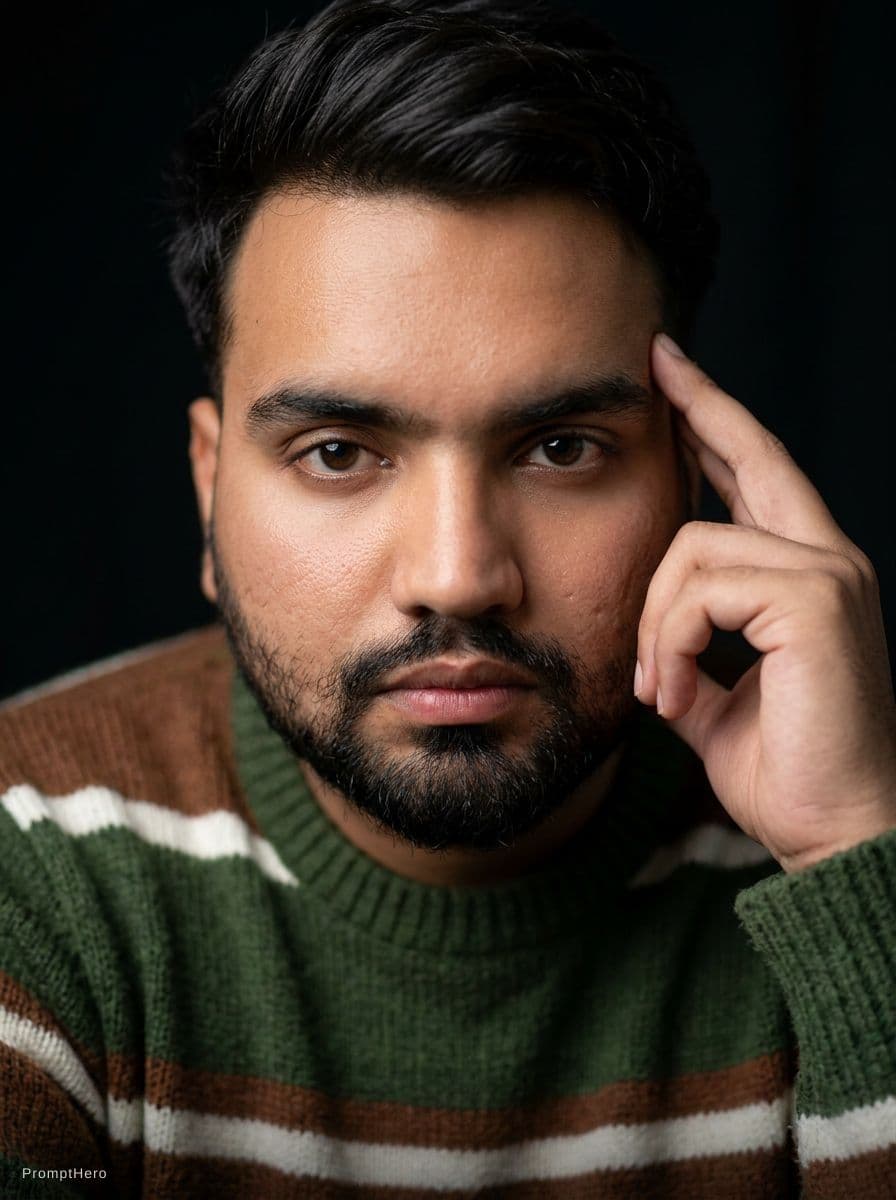 AI generated: Create a movie-level ultra-realistic photo of a upload image of young man. The face matches the refe...