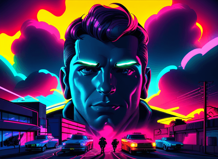 AI generated: Simone Di Meo (Synthwave-Comic Mix):
	•	/imagine prompt: Neon-colored clouds with firefighters in ac...