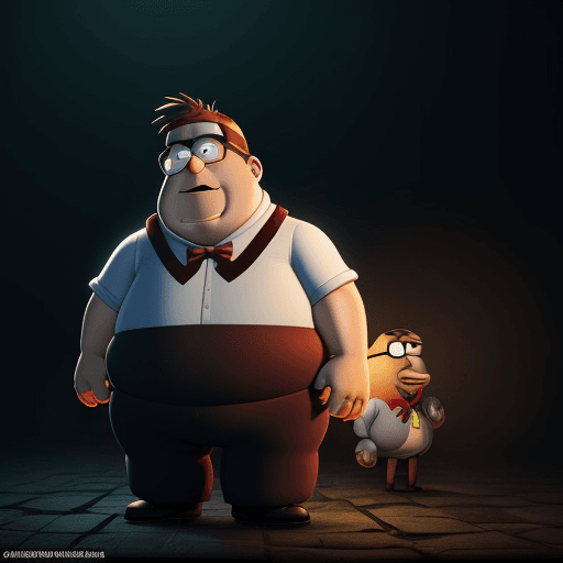 AI generated: Peter griffin in five nights at Freddie’s, hyper realistic, 8k, nanite rendering, volumetric lightin...