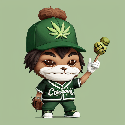 AI generated: Design an adorable, anthropomorphic cannabis_item mascot to represent a cannabis club, featuring the...