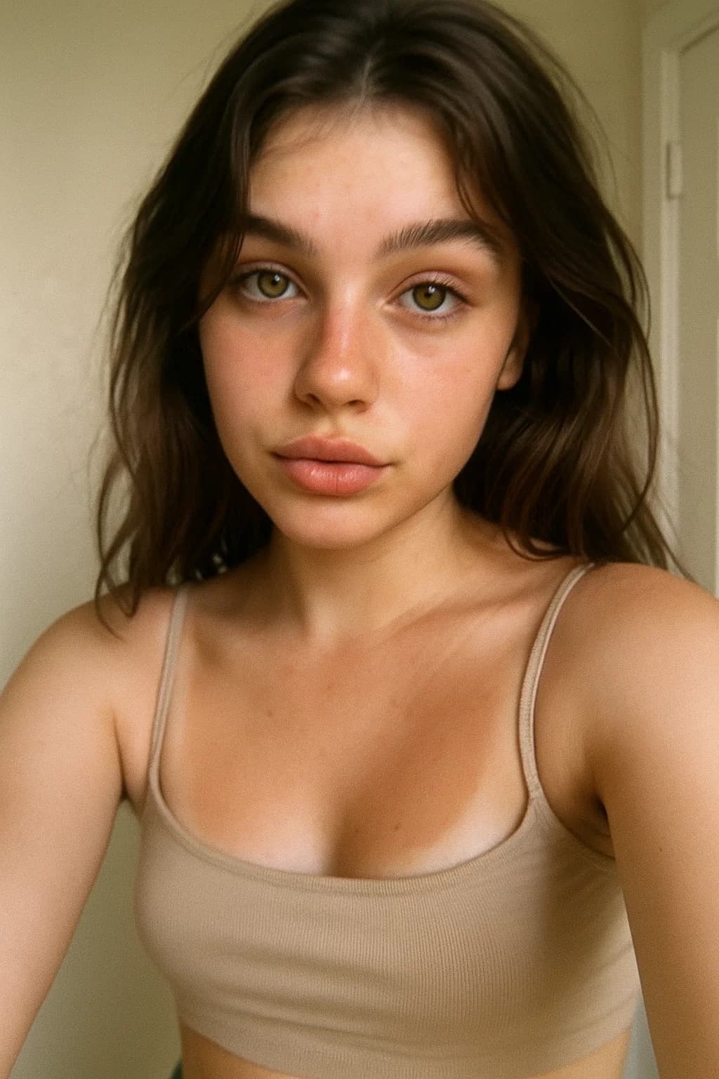 AI generated: An selfie which is slightly blurry but aesthetic like pinterest snap selfie 

Note: of a girl, lat...