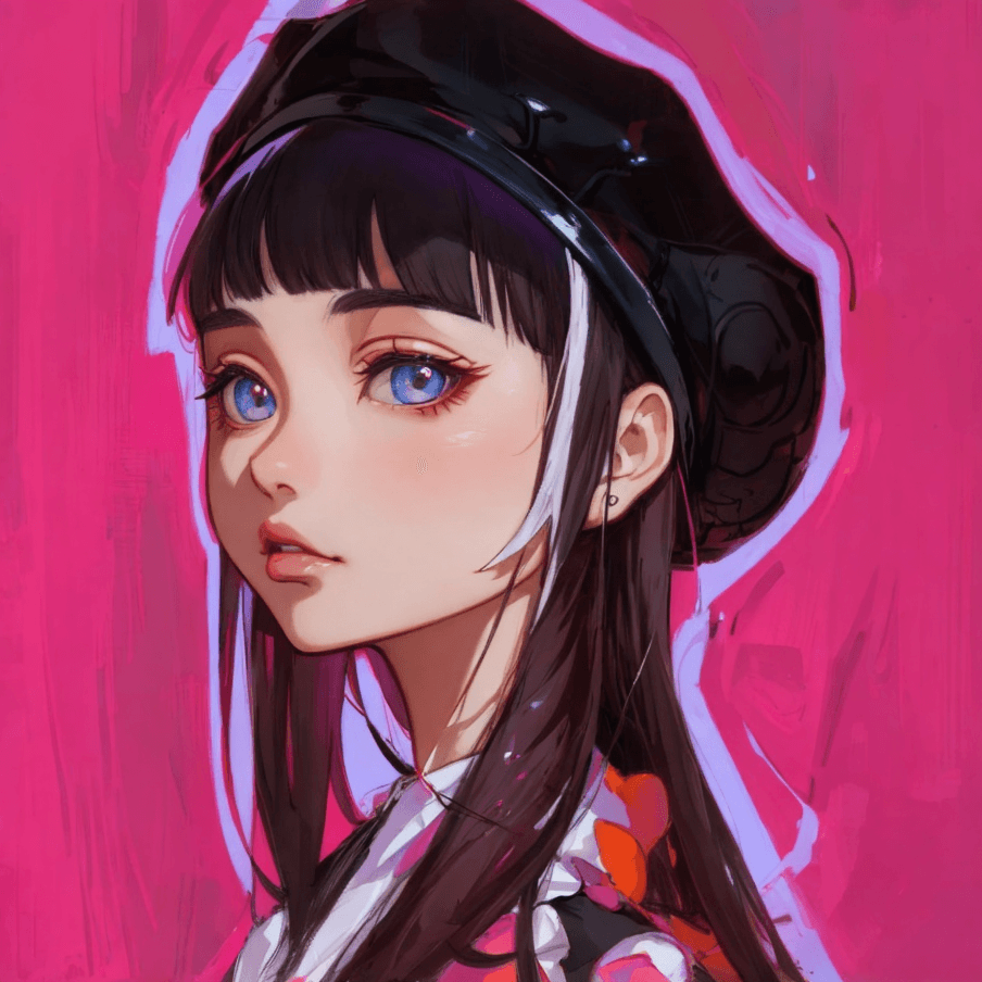 AI generated: a painting of a woman wearing a hat, a digital painting, by Russell Dongjun Lu, digital art, close u...