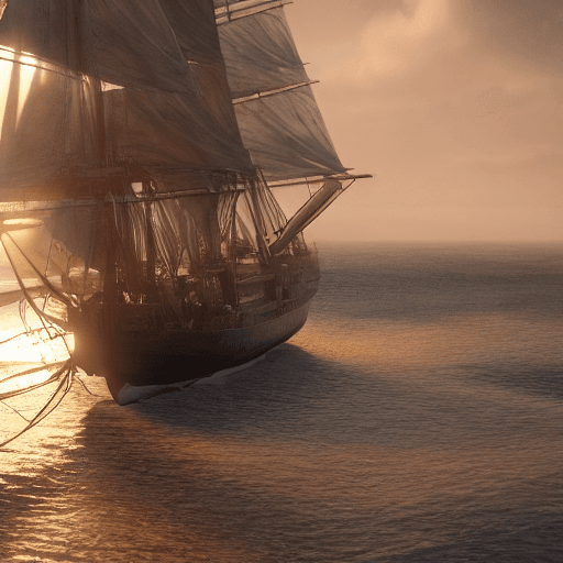AI generated: Photo of a ultra realistic sailing ship, dramatic light, pale sunrise, cinematic lighting, battered,...