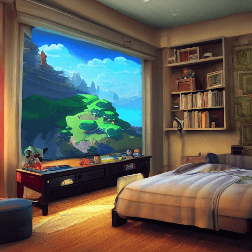 AI generated: generate me a picture of a realistic gaming bedroom themed around the Legend of Zelda Series that ha...