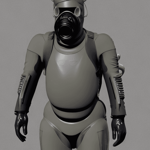 AI generated: underwater deep suit, steel linings, breathing filters on back, mask look like m40 gasmask cover ful...