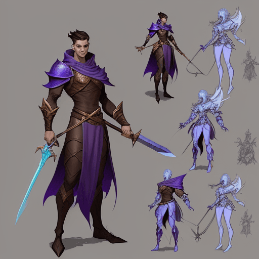 AI generated: a cartoon image of a man with a sword and a dragon, fantasy character design, rpg concept art charac...