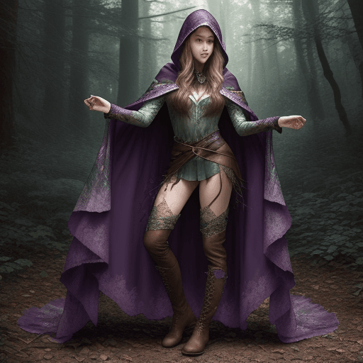 AI generated: Ultra Realistic muted jewel tones, colorful watercolor of woven brambles, full body, nature huntress...