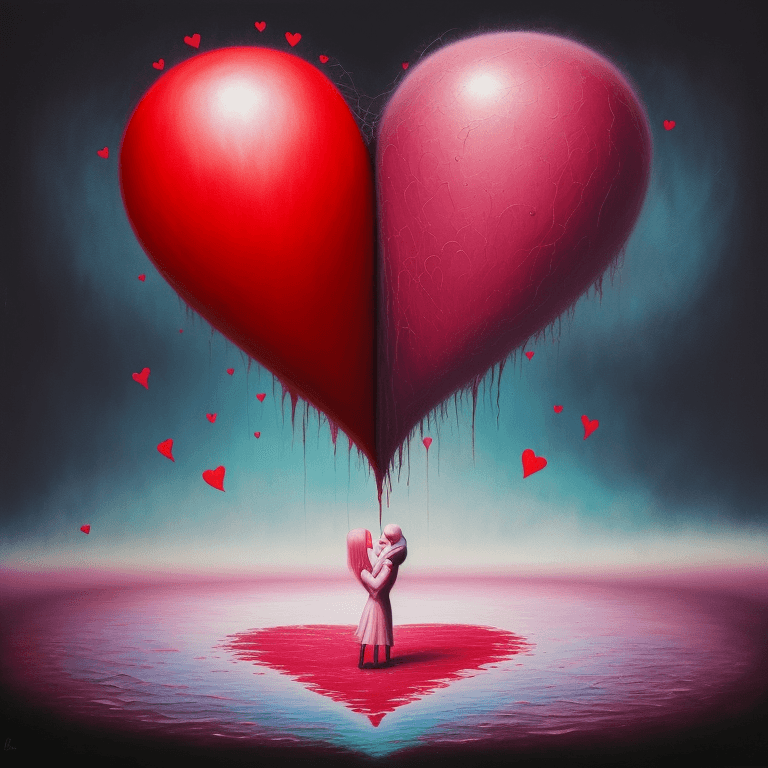 AI generated: Painting, Surreal art, heart and love