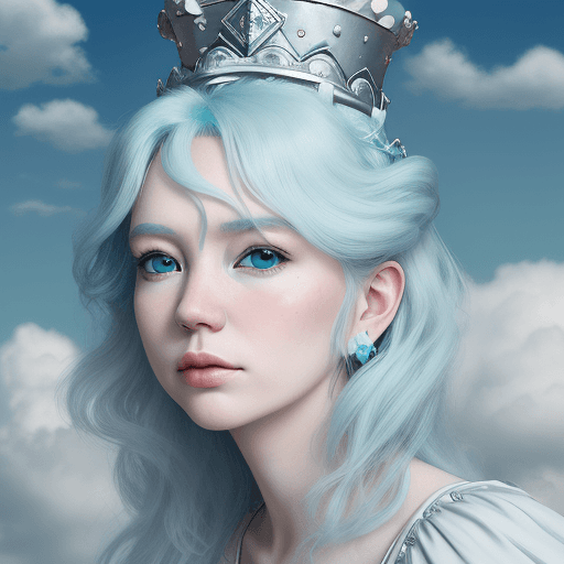 AI generated: **Fantasy sky queen with clouds hair :: photorealistic::1 natural lighting::1 macro lens::1 andy war...