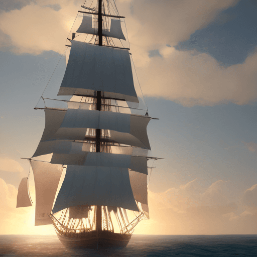 AI generated: Photo of a ultra realistic sailing ship, dramatic light, pale sunrise, cinematic lighting, battered,...
