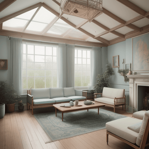 AI generated: High resolution photography interior design, dreamy sunken living room conversation pit, wooden floo...