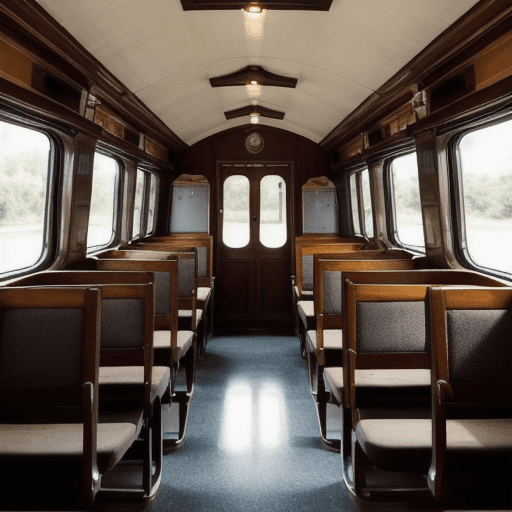 AI generated: easy drawing of the inside of a quain train cabin, of the style of Harry Potter- no people should be...