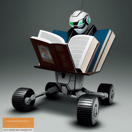 AI generated: Imagen de un rrobot leyendo una enciclopedia