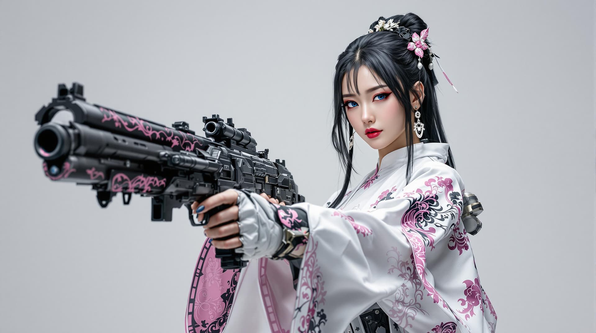 AI generated: A full body photo shot of a beautiful and breathtaking image of a ((genshin-Impact-🔫)) (woman) wear...