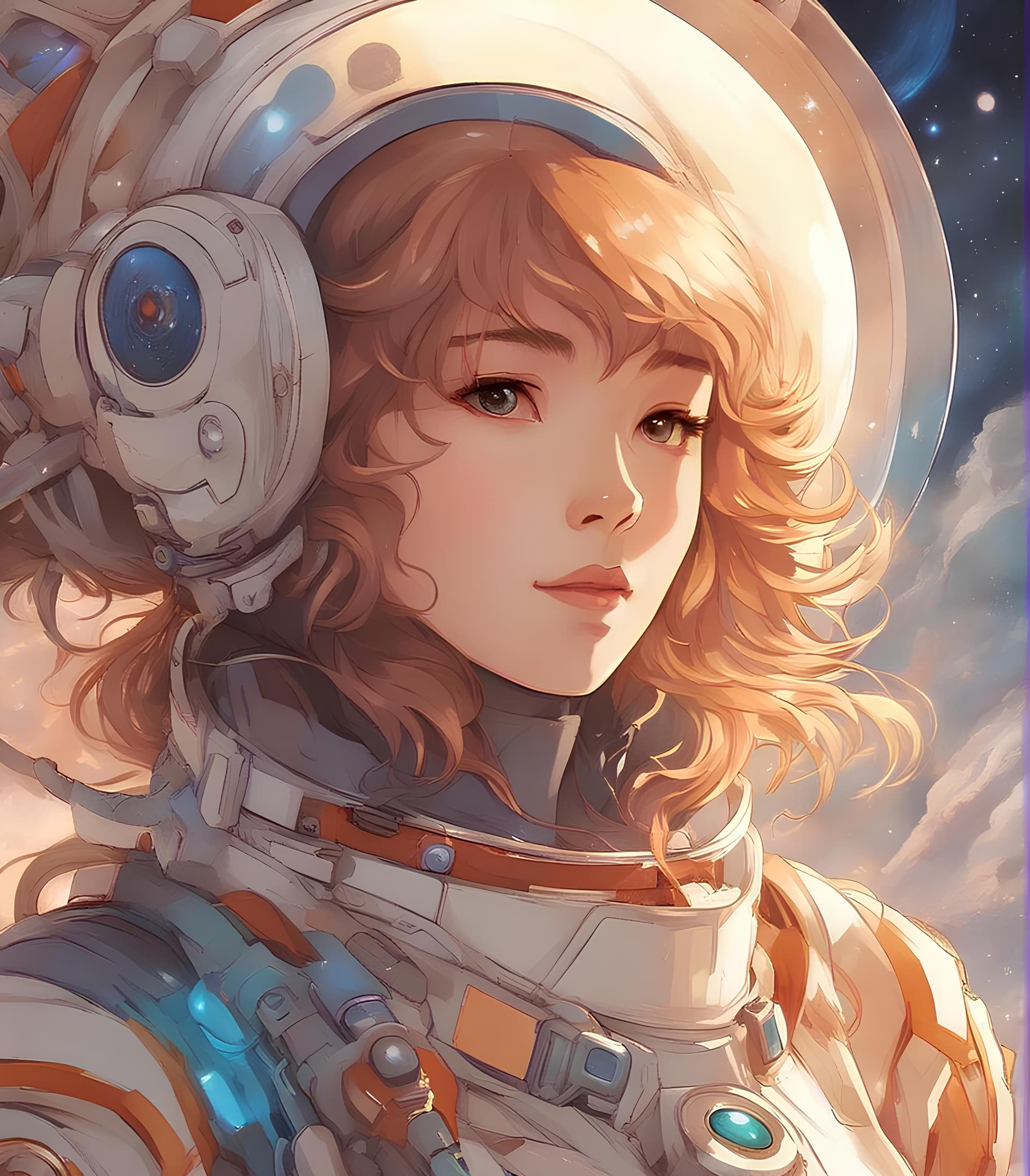 AI generated: a close up of a person in a space suit, a picture, by Yoshiyuki Tomino, tumblr, high - budget anime ...