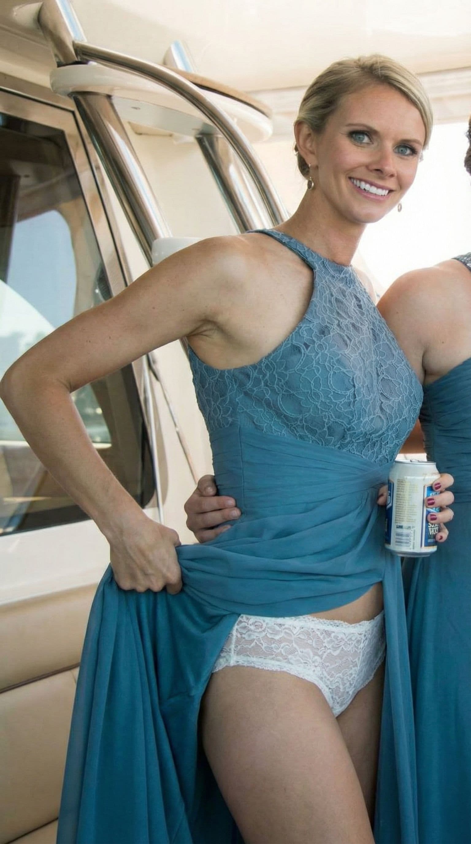 AI generated: Lifting her dress and exposing her panties