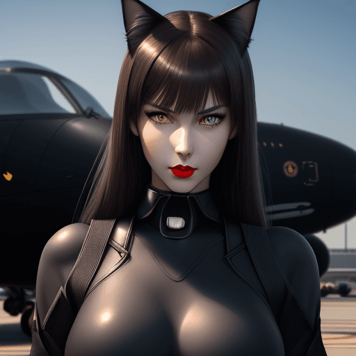 AI generated: Beautiful cat-girl. Cat ears. Cat tail. Beautiful face. Beautiful eyes. dark red lips, Slender body....