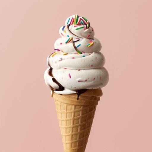 AI generated: image of an ice cream cone with scoops of different flavors topped with sprinkles, cherries, and cho...