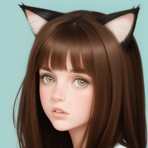 AI generated: brunette girl with cat head