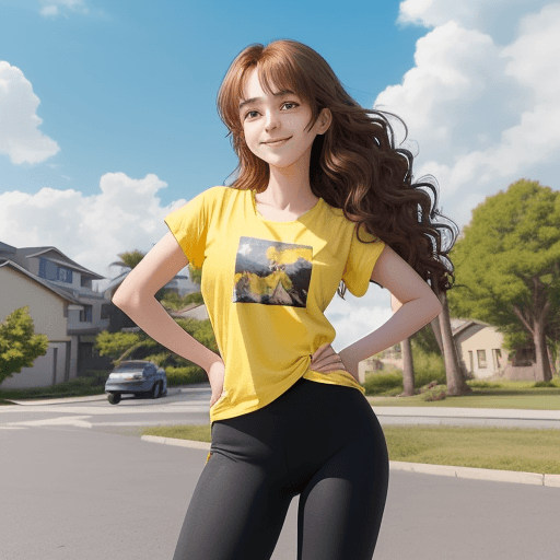 AI generated: 20 years old, outdoors, perfect anime quality, sunny, beautiful scenery, beautiful sky, plain yellow...