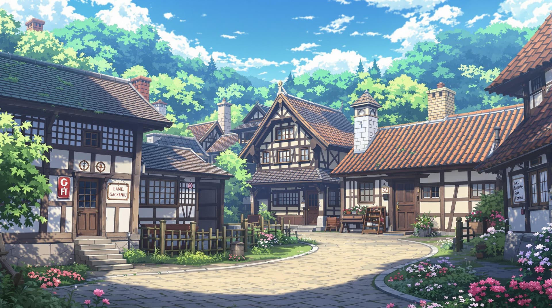 AI generated: anime story scene village