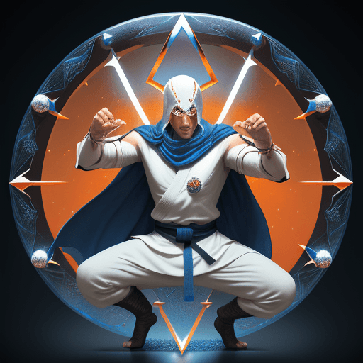 AI generated: white full background l, icon representing hero the Taskmaster , natural color, magic runes decorati...
