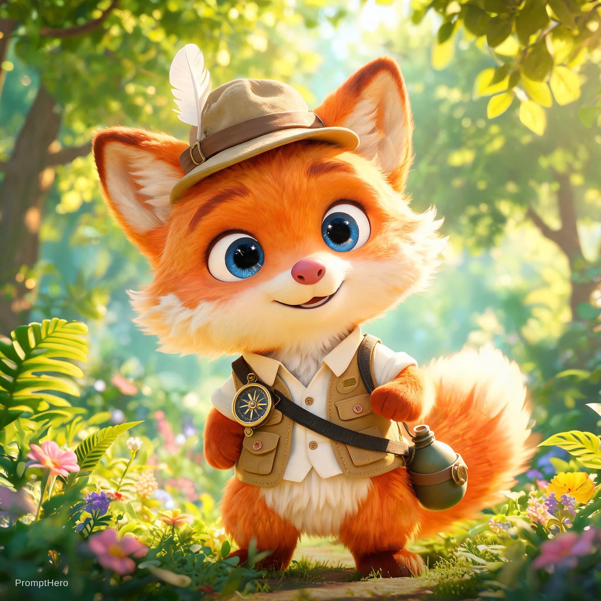AI generated: “Cute 3D animated fox wearing explorer clothes, cinematic lighting, Pixar style, vibrant colors, chi...