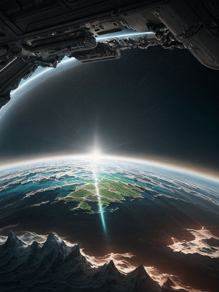 AI generated: Photo of a ultra realistic flat Earth, bright light, cinematic lighting, battered, low angle, trendi...