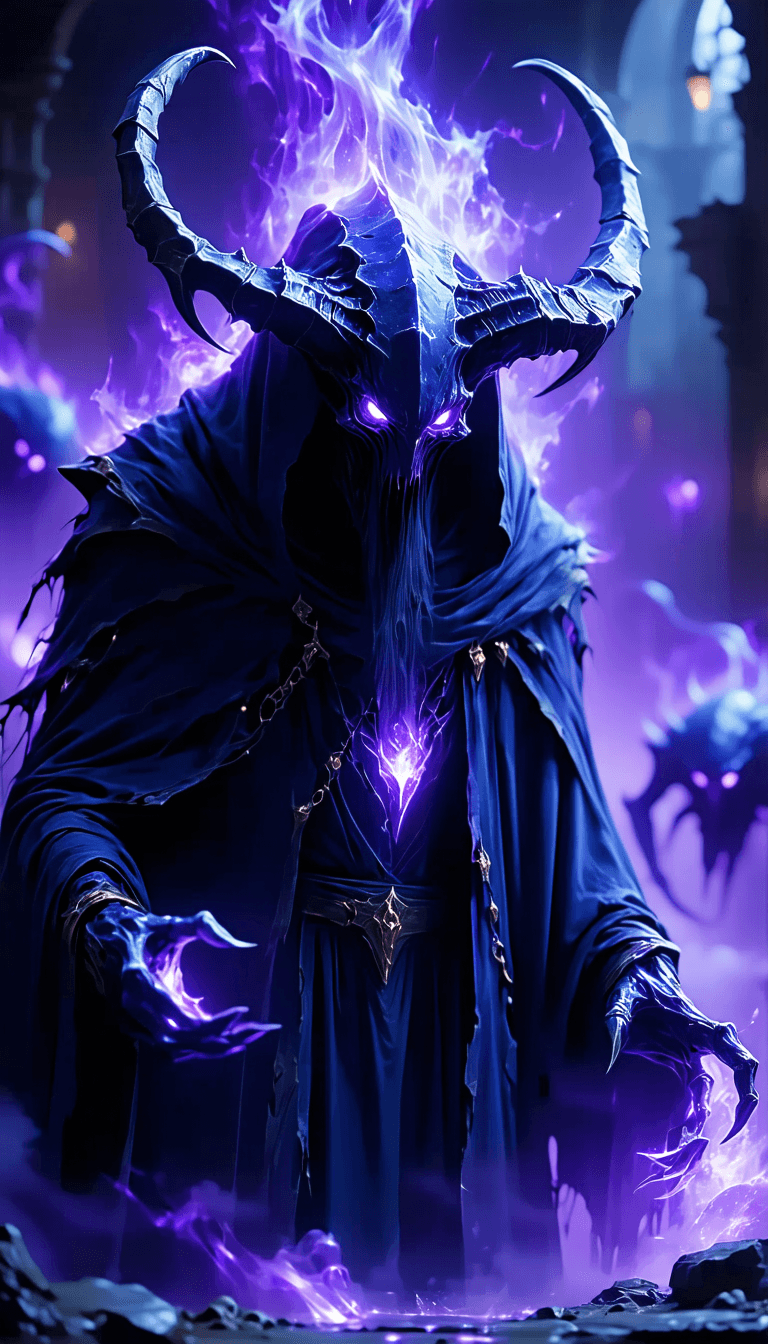 AI generated: ultra realistic 8k cg, conceptual artwork of a Lich demon summoning symbiotic monsters in a digital ...