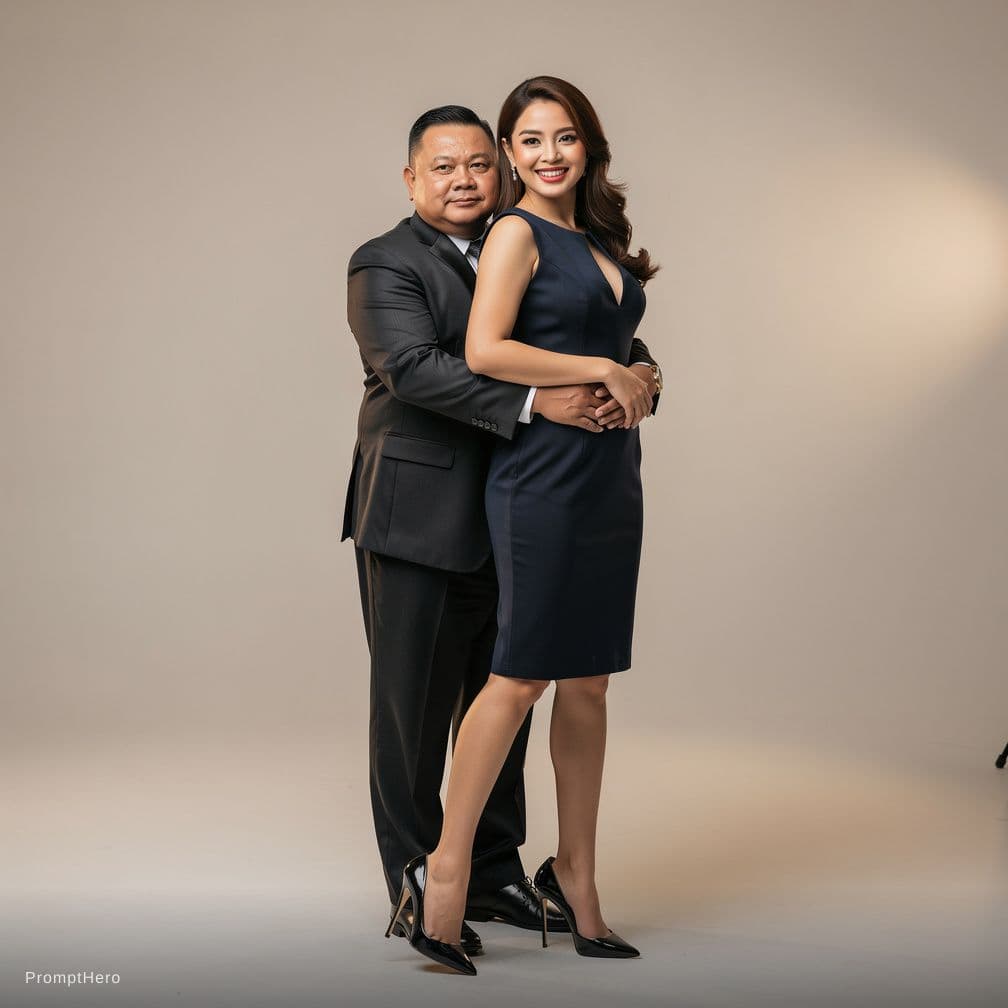 AI generated: Studio foto profesional untuk pre-wedding, ultra-realistis. Menampilkan pasangan Indonesia dengan pe...