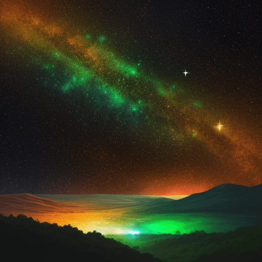 AI generated: landscape galaxy orange white and green