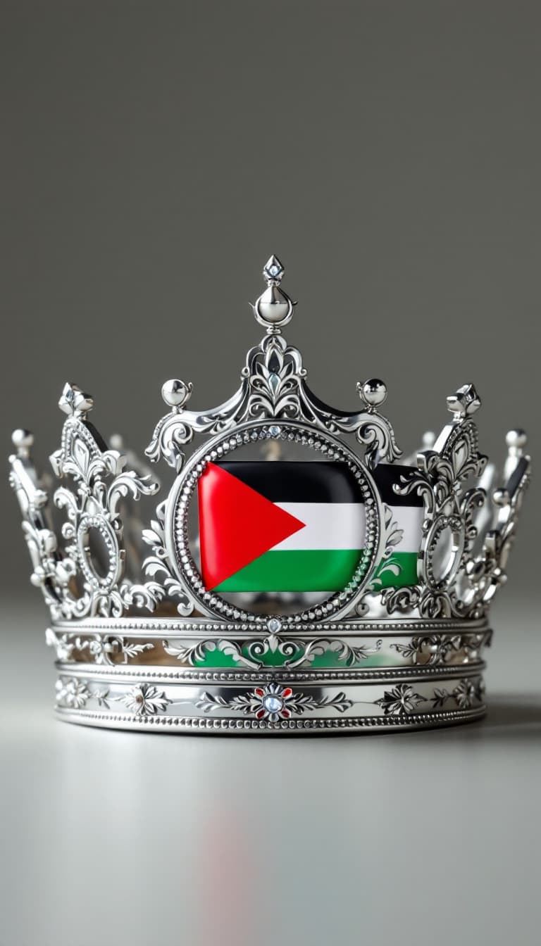 AI generated: Create a highly detailed, photorealistic image of a majestic crown designed for Palestine, symbolizi...