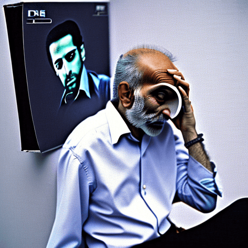 AI generated: Spring 1997. A 48 years old Lebanese father, sitting on the carpeted floor of a mezzanine, copies a ...