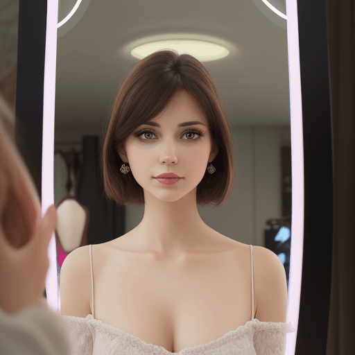 AI generated: a beautiful woman in in front of a wearmirror