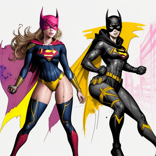 AI generated: ra masterpiece, batgirl/supergirl from dc comic wearing alternate yellow costume, coy and alluring, ...