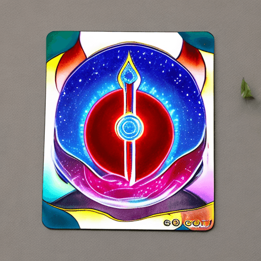 AI generated: Root Chakra Flash Card, futuristic style, 