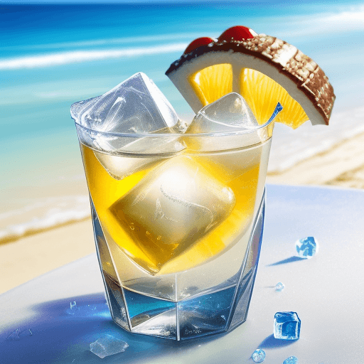 AI generated: Sonic the hedgehog, with a martini with ice cubes, beach background, 4k, high resolution, realistic 