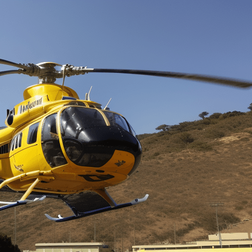 AI generated: Image of kobe bryant with a yellow helicopter in the background 