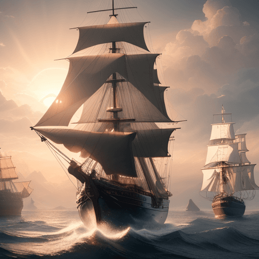 AI generated: Photo of a ultra realistic sailing ship, dramatic light, pale sunrise, cinematic lighting, battered,...
