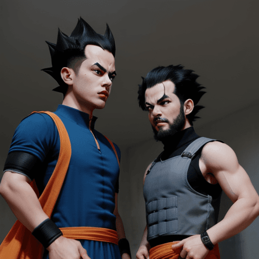 AI generated: Vegeta and Goku as Al Qaeda members, a suicide bombing terrorist group, they are wearing bulletproof...