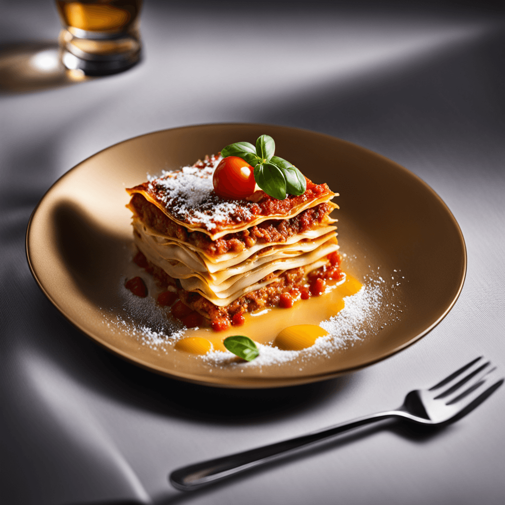 AI generated: Capture a close-up shot of a mouth-watering beautifully arranged Lasagna, exuding tempting allure, a...
