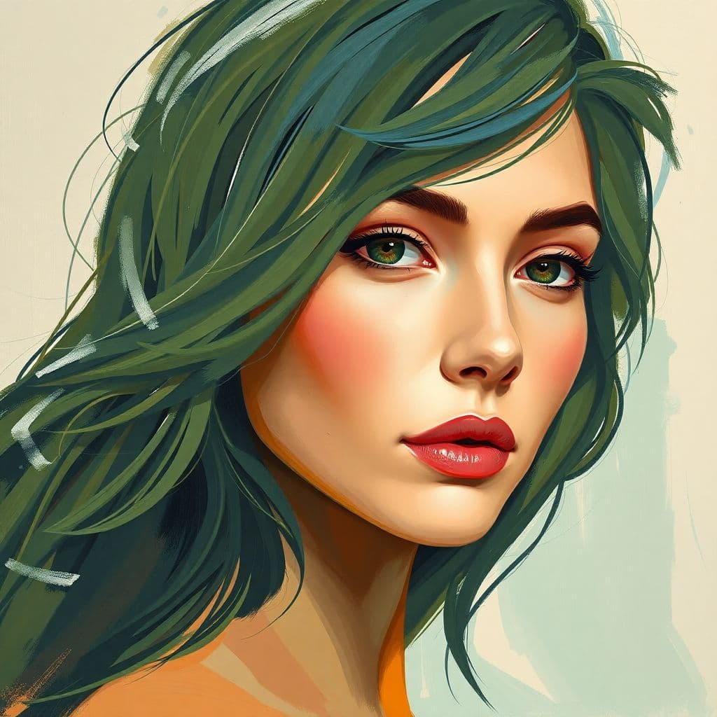 AI generated: portrait of a woman with an emphasis on thick, impasto-style brushstrokes, rich, tactile paint textu...