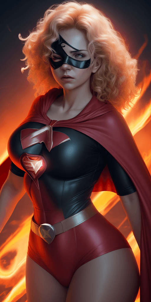 AI generated: 
magmatica Superhero, nurse. woman, surrounded by fire, nursing clothes, blonde curly hair. Whole bo...
