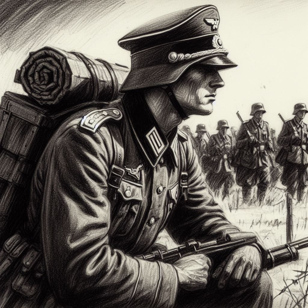 AI generated: German soldier 1942 charcoal sketch